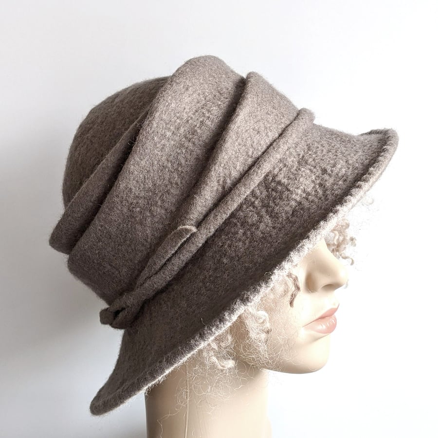 Mink coloured felted wool hat 