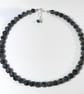 Frosted black labradorite and silver bead necklace, adjustable length - Image 5