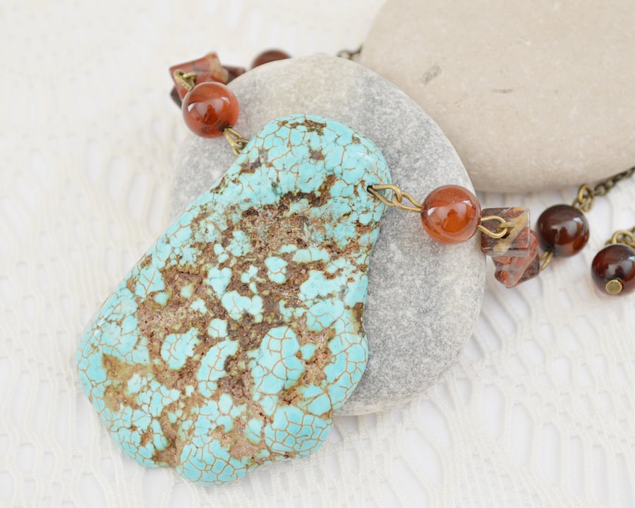 Irregular One-of-a-kind Turquoise Pendant Necklace