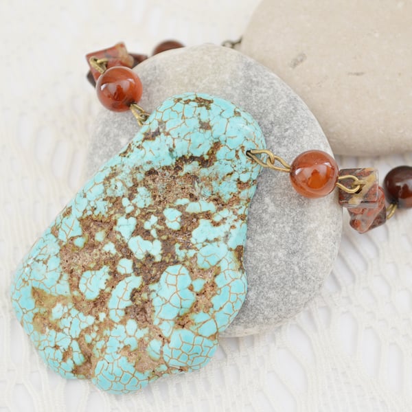 Irregular One-of-a-kind Turquoise Pendant Necklace