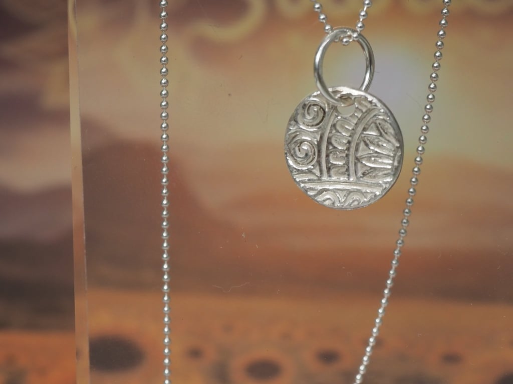 Sunflowers and Sunshine  Solstice -  Pendant necklace - PMC - recycled silver 