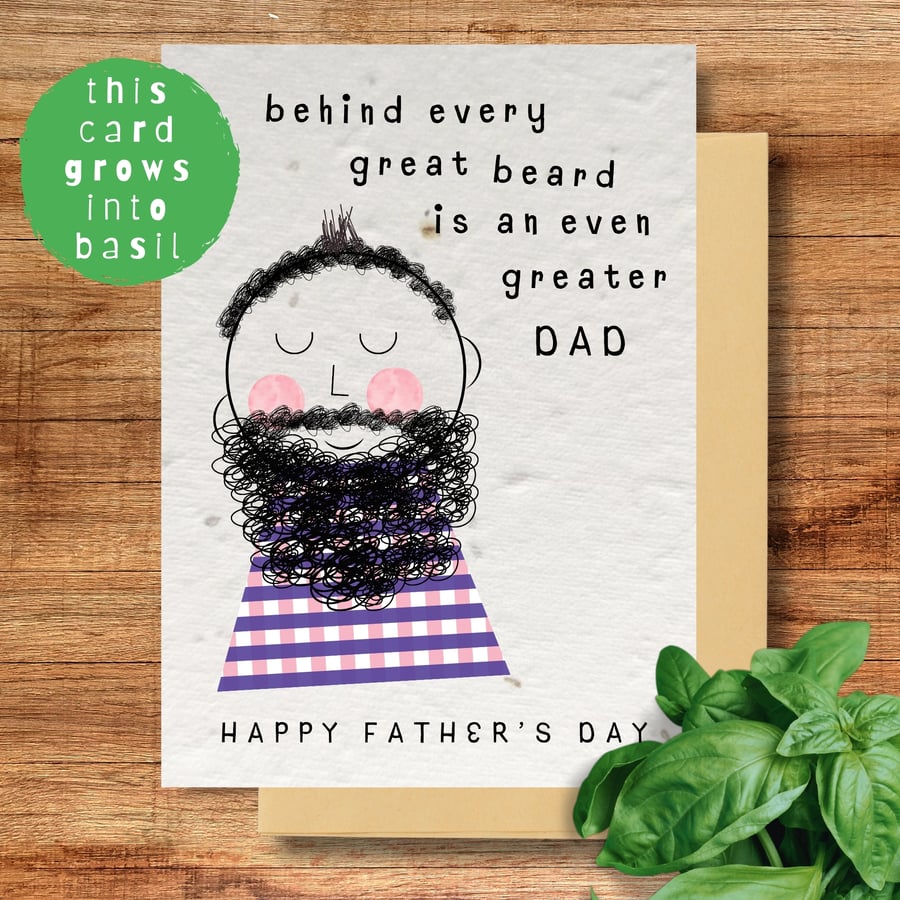 Plantable Basil Father's Day Card for Bearded Dads