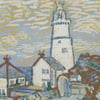 Start Point Lighthouse, Devon - Original Linocut Print Hand Pressed Ltd Edition