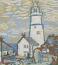 Start Point Lighthouse, Devon - Original Linocut Print Hand Pressed Ltd Edition