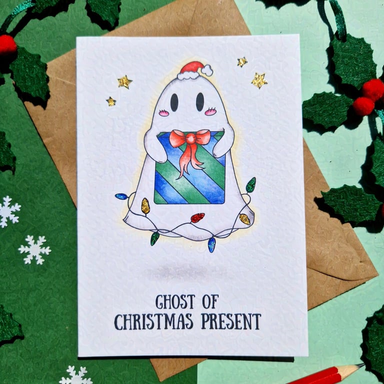 Christmas ghost card, Christmas carol card, Ghost of Christmas Present