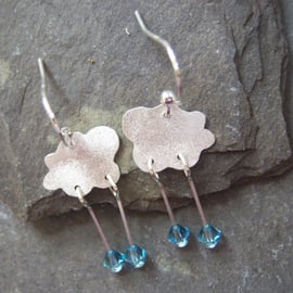 Clouds with raindrops earrings in sterling silver