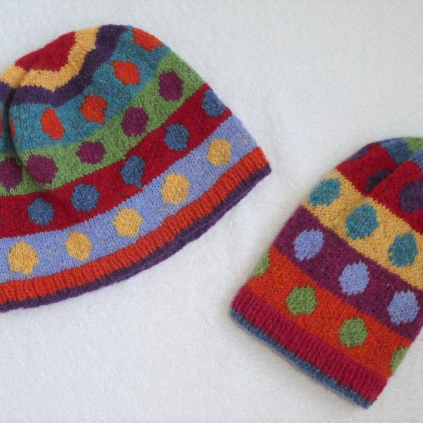 Spot Hat Pattern in 4 Sizes. Knitting Pattern. PDF Knitting Pattern. Hat.