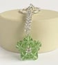 Handbag Charm, Green Peridot Crystal Star, with a Chainmaille Chain and Keyring - Image 1