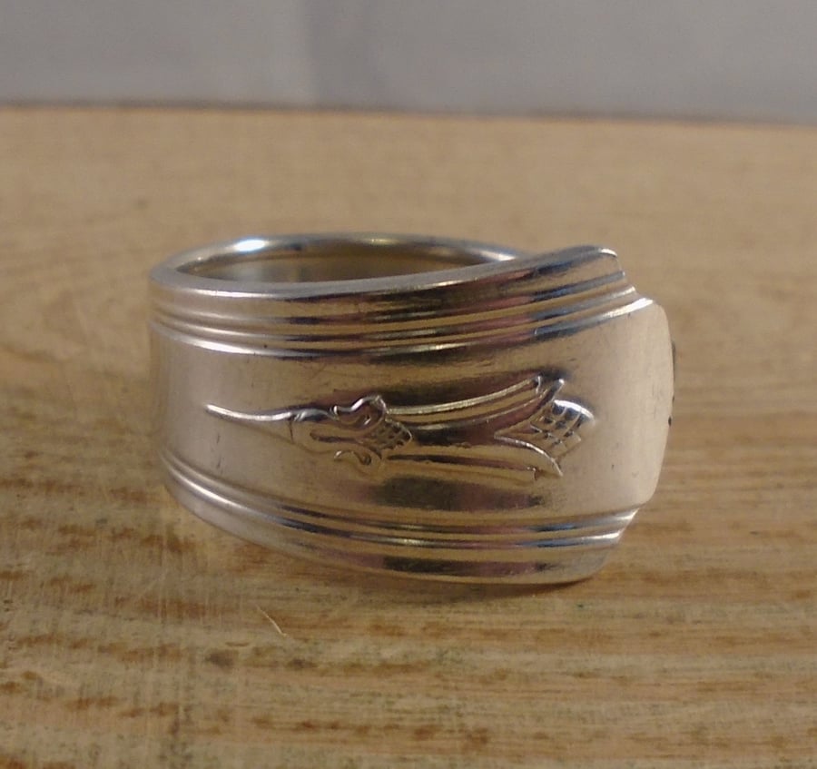 Upcycled Silver Plated Corn Spoon Handle Ring SPR042110