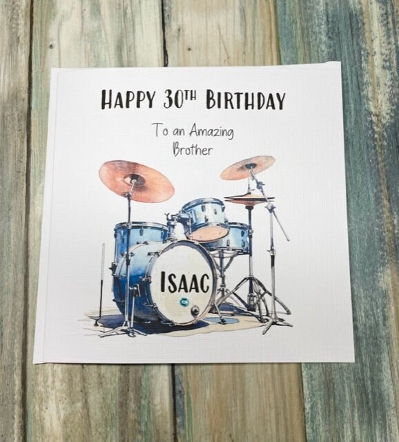 Drumkit Personalised Birthday Card For Him Her Happy Birthday Husband Brother et