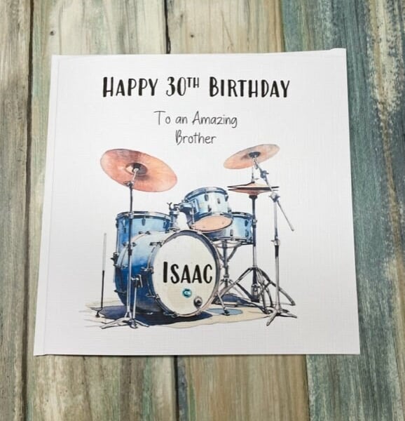 Drumkit Personalised Birthday Card For Him Her Happy Birthday Husband Brother et