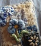 Slow-stitched and needle-painted blue floral brooch - Image 8