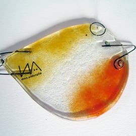 Fused Glass Robin - Sun Catcher Window Hanging - Bird Christmas or Spring