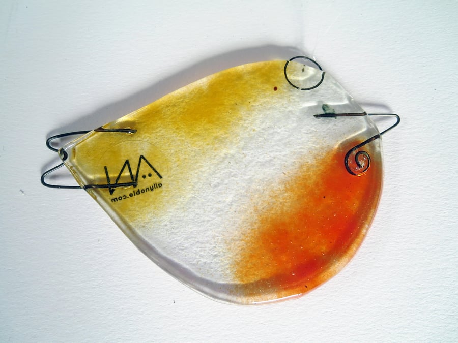 Fused Glass Robin - Sun Catcher Window Hanging - Bird Christmas or Spring