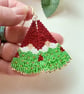 Handmade Christmas tree snow-gnome fringe earrings - Image 6