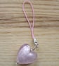 Pink Lampwork Glass Heart Planner Charm - Image 1