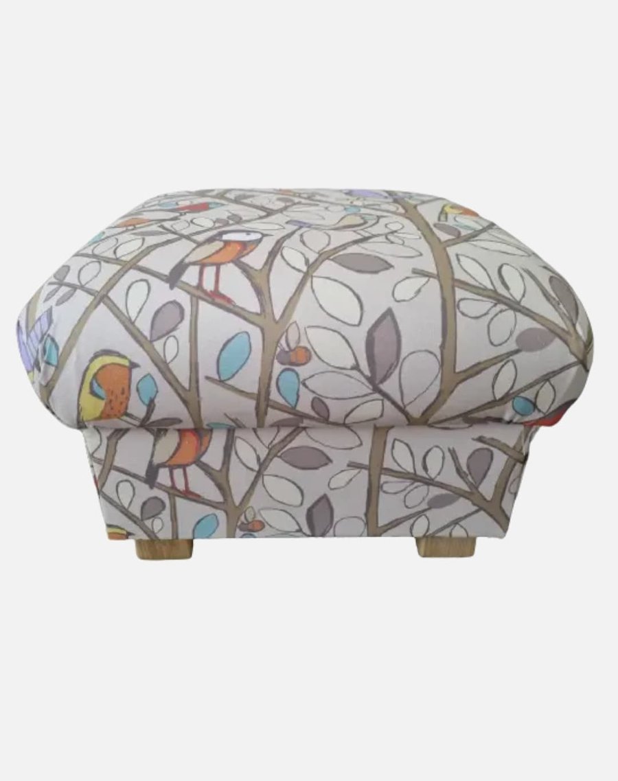 Storage Footstool Tweety Birds Natural Fabric Pouffe Nursery Footstall Ottoman