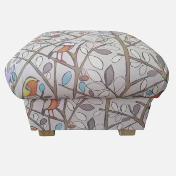 Storage Footstool Tweety Birds Natural Fabric Pouffe Nursery Footstall Ottoman