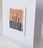 HAND EMBROIDERED GREETING CARD VINTAGE FABRIC DAISIES - Image 3