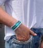 Boho Denim mermaid  sequin  bracelet cuff  - Image 4