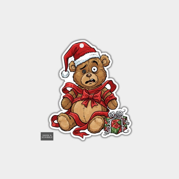 Unique Funny Christmas Gift Tags For Adults, 6pk - Distressed Teddy Bear