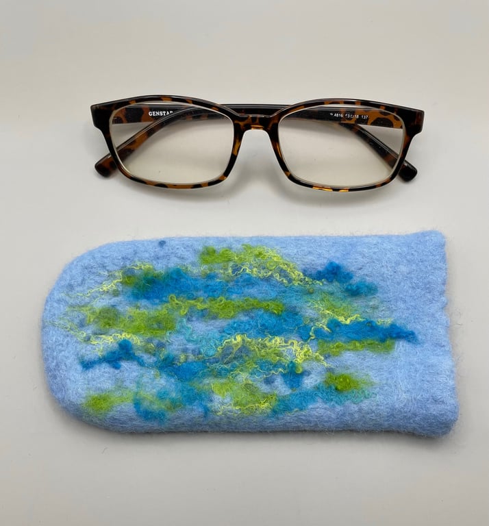 Handmade Felted Glasses Case Unique Hand Felted Case for Sunglasses Soft Eyeglas