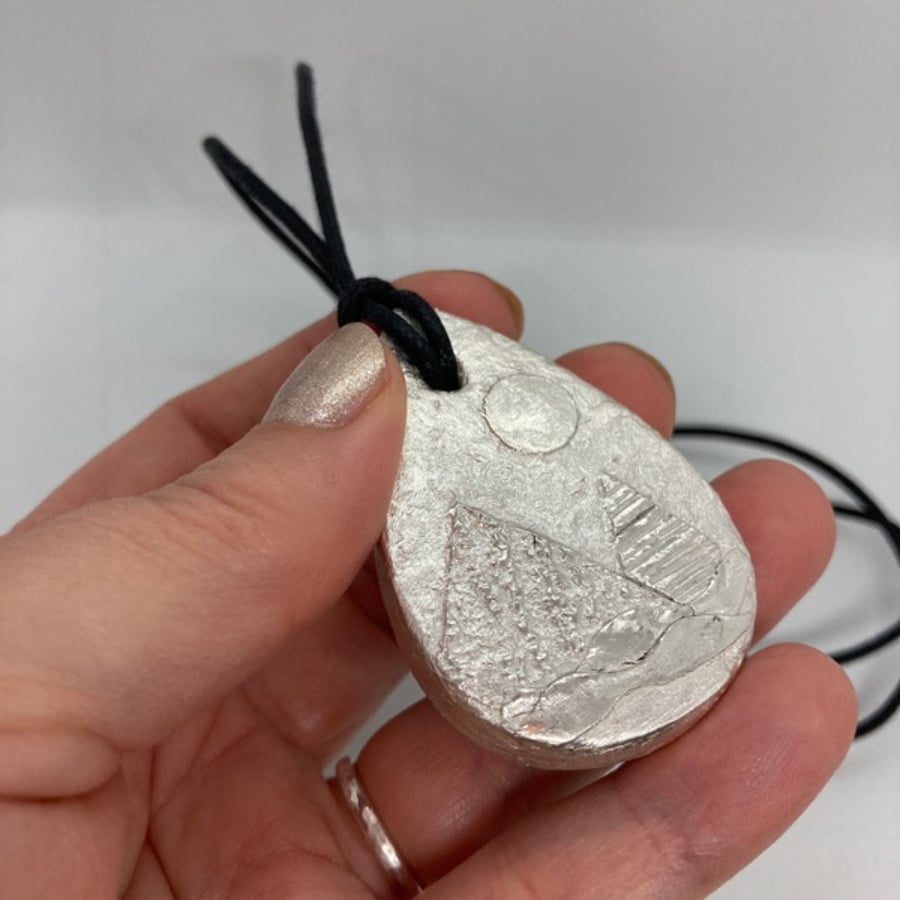 Chunky Silver Pendant -Moonlit Mountain-Modern & Unique Jewellery (End of line)