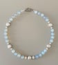 Handmade Opalite & Freshwater Pearl Necklace - Blue Opalite Beads 