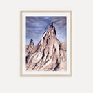 Pastel Lavender Mountain Peak Art Print, Rocky Landscape Watercolor Wall Art