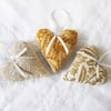 SET OF 3 WILLIAM MORRIS LAVENDER BAGS - HEART SHAPED