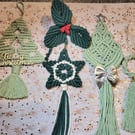 Macrame Christmas Decor Set- Mix green