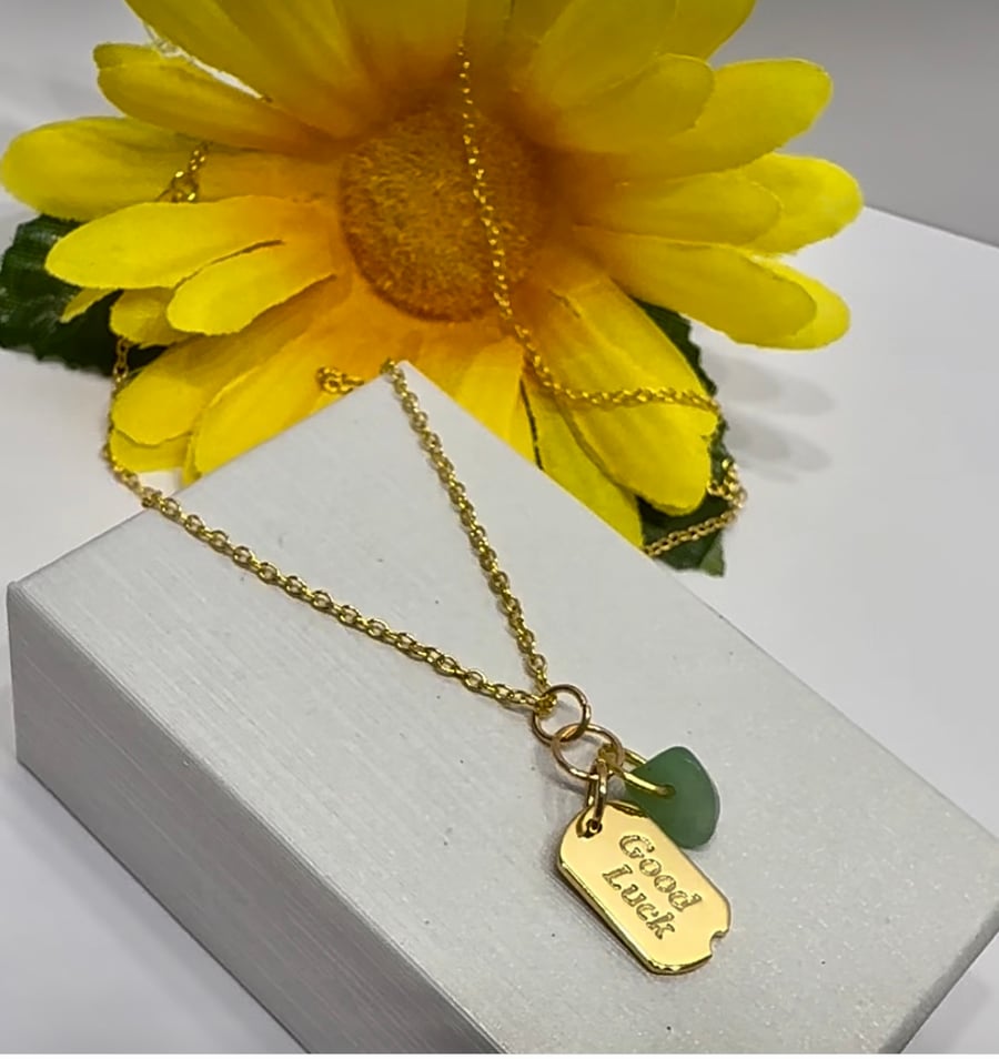 Good Luck Charm with Aventurine Gemstone Necklace