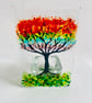 Rainbow Tree of life fused glass candle tealight holder sun catcher 