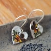 Heart shaped floral enamel earrings