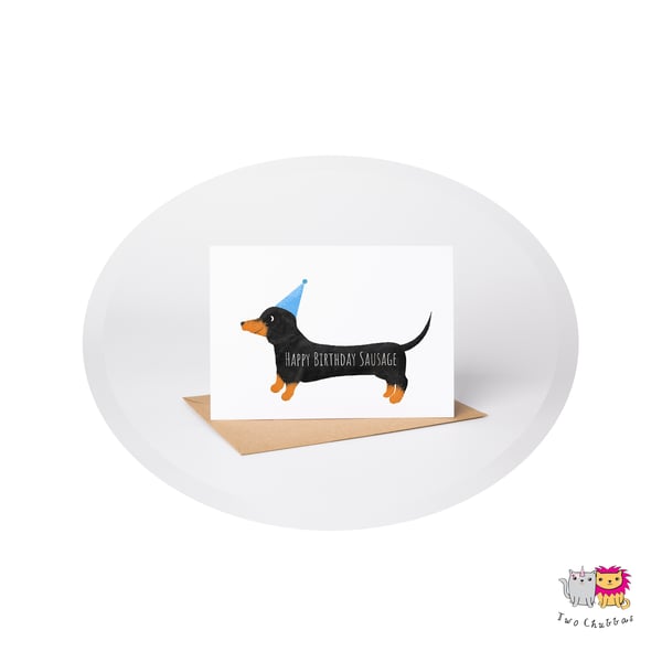 Sausage Dog Birthday Card, A6 Birthday Card, Cute Animal Birthday Card