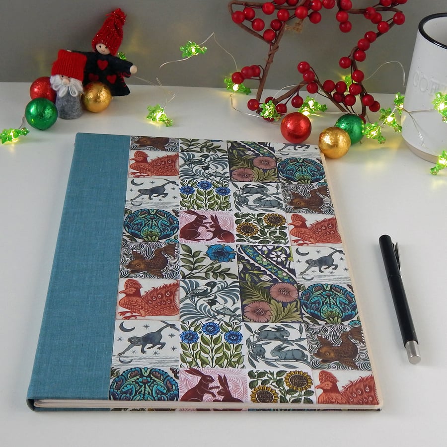 Arts & Crafts A4 Notebook Cover, with replaceable notebook. Free UK Shipping. 