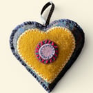 Hand stitched Lavender Heart (FH 9)