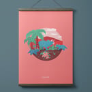 Triceratops dinosaur family print