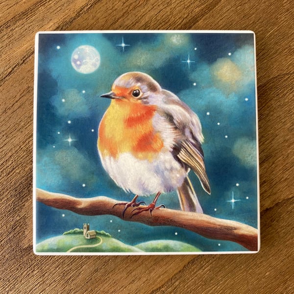 Seconds sale - Robin Art ceramic coaster 