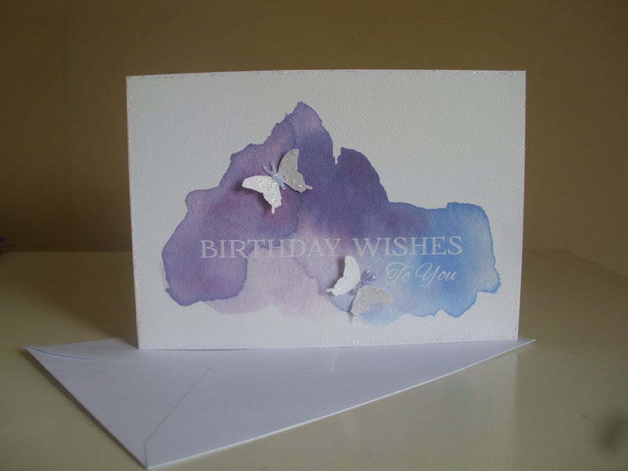 Watercolour Butterflies Birthday Greeting Card - Blank Card - A6