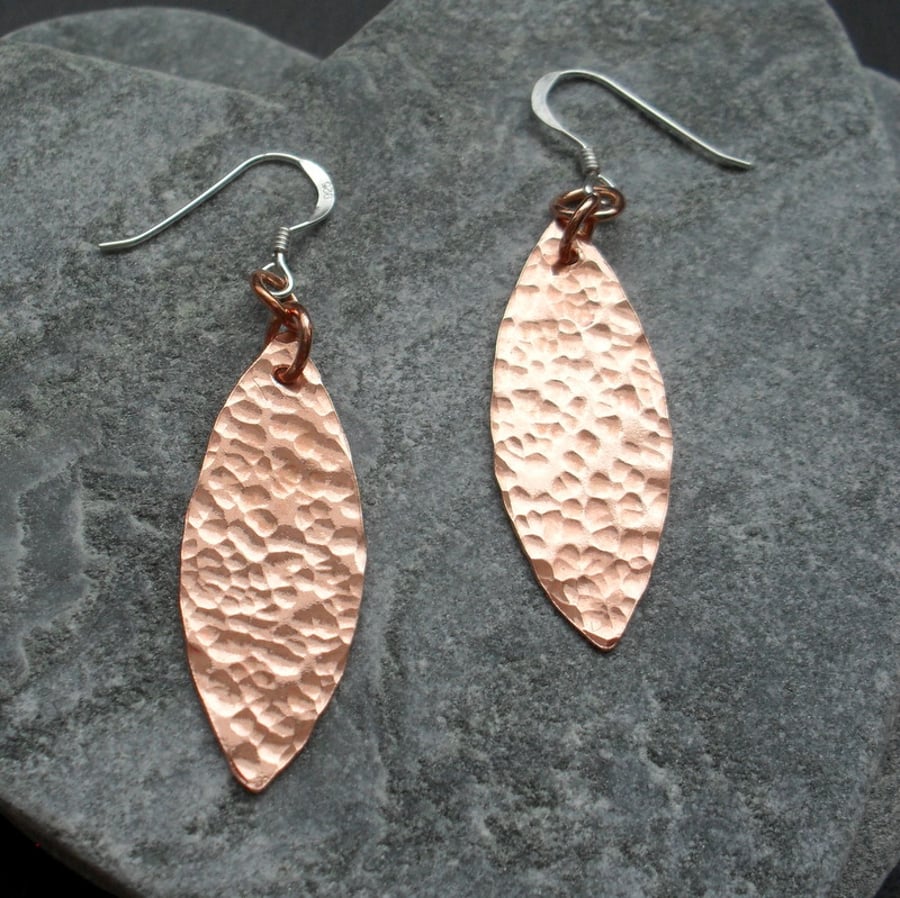Copper Drop Earrings Dangle Earrings With Sterling Silver Ear Wires