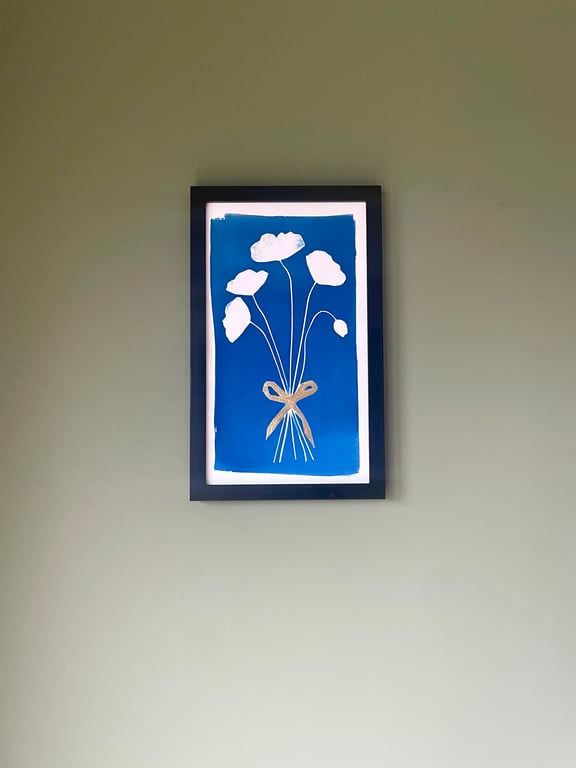 A Posy of Penstemon tied with a Gold Leaf Bow