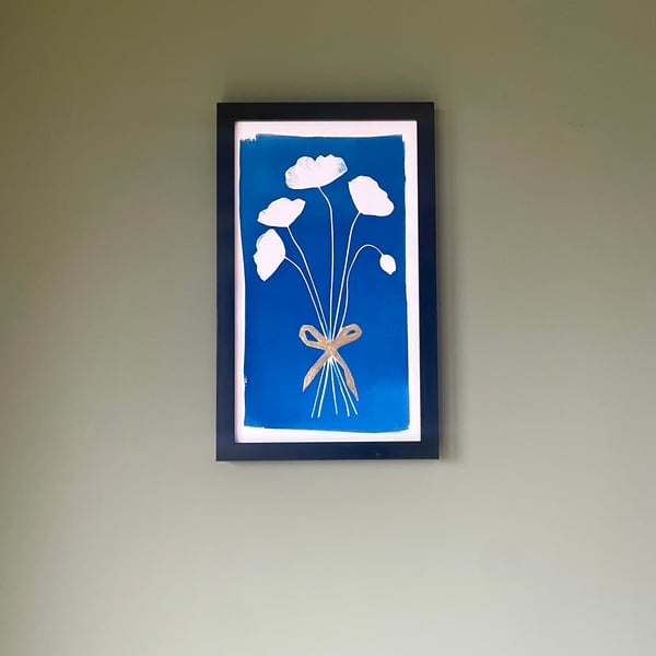 A Posy of Penstemon tied with a Gold Leaf Bow