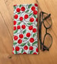 Cherry Print Quilted Fabric Glasses Case