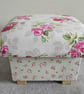 Patchwork Fabric Adult Chair & Footstool Armchair Pink Floral Blue Green  - Image 7