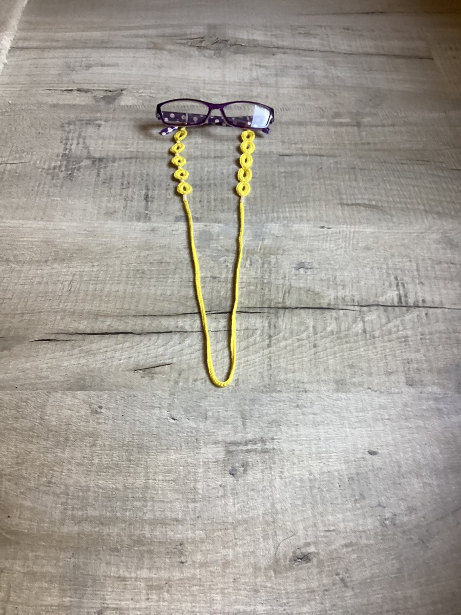 Crochet yellow glasses chain Folksy