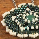 Tudor period inspired seedbead Pentagon Pendant with Aventurine