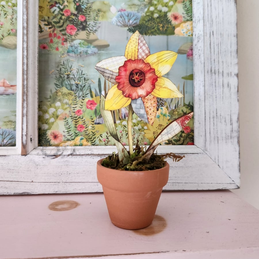 Wooden Daffodil Flower Decoration for Spring