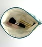 Roses Make up Bag, Cosmetic Bag with Turquoise and Duck-egg Blue Roses - Image 7