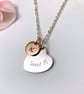 Personalised SWEET 16 Necklace Mirror Polished Pendant Rose Gold & Initial